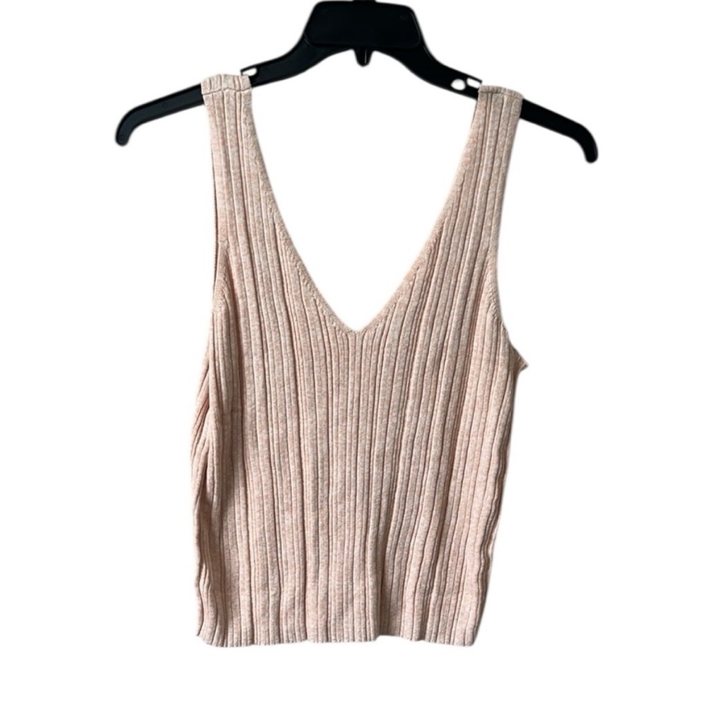 NWT Eberjey Infinite V-Neck Ribbed Sweater Tank Peach Parfait Size XL Reg. $98 - Picture 5 of 10